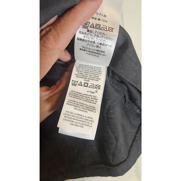 POLO Ralph Lauren Womens T-Shirt Charcoal Gray S Crew Neck Cotton Logo Script - Picture 5 of 5